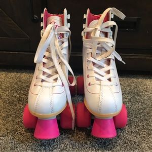 CANDI GRL Sabina Roller Skates Four Wheel Lace Up Pink White Girls Size 6